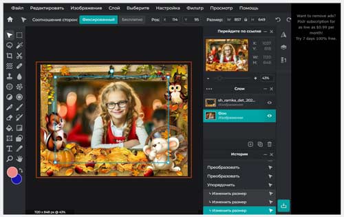 Границы изображений в редакторе PIXLR Границы изображений в редакторе PIXLR